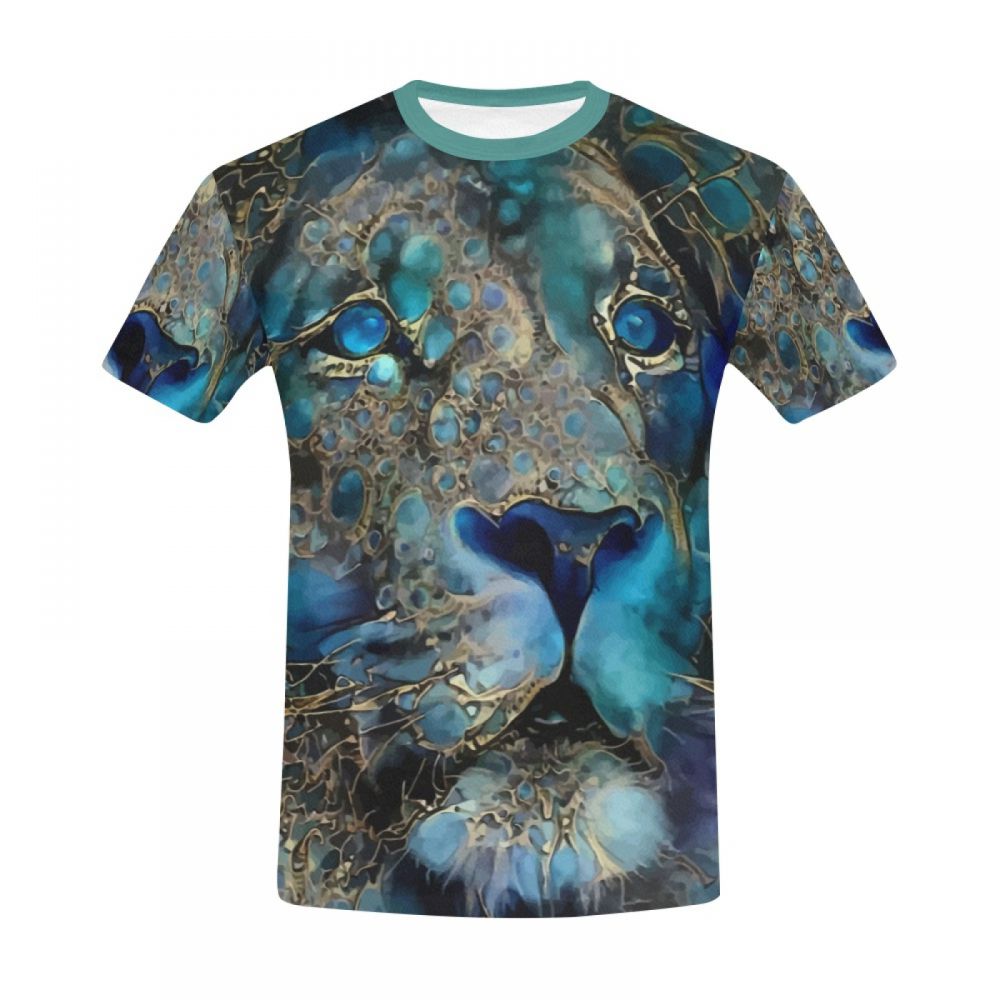 Camiseta Corta Perú Arte Digital León Azul Hombre