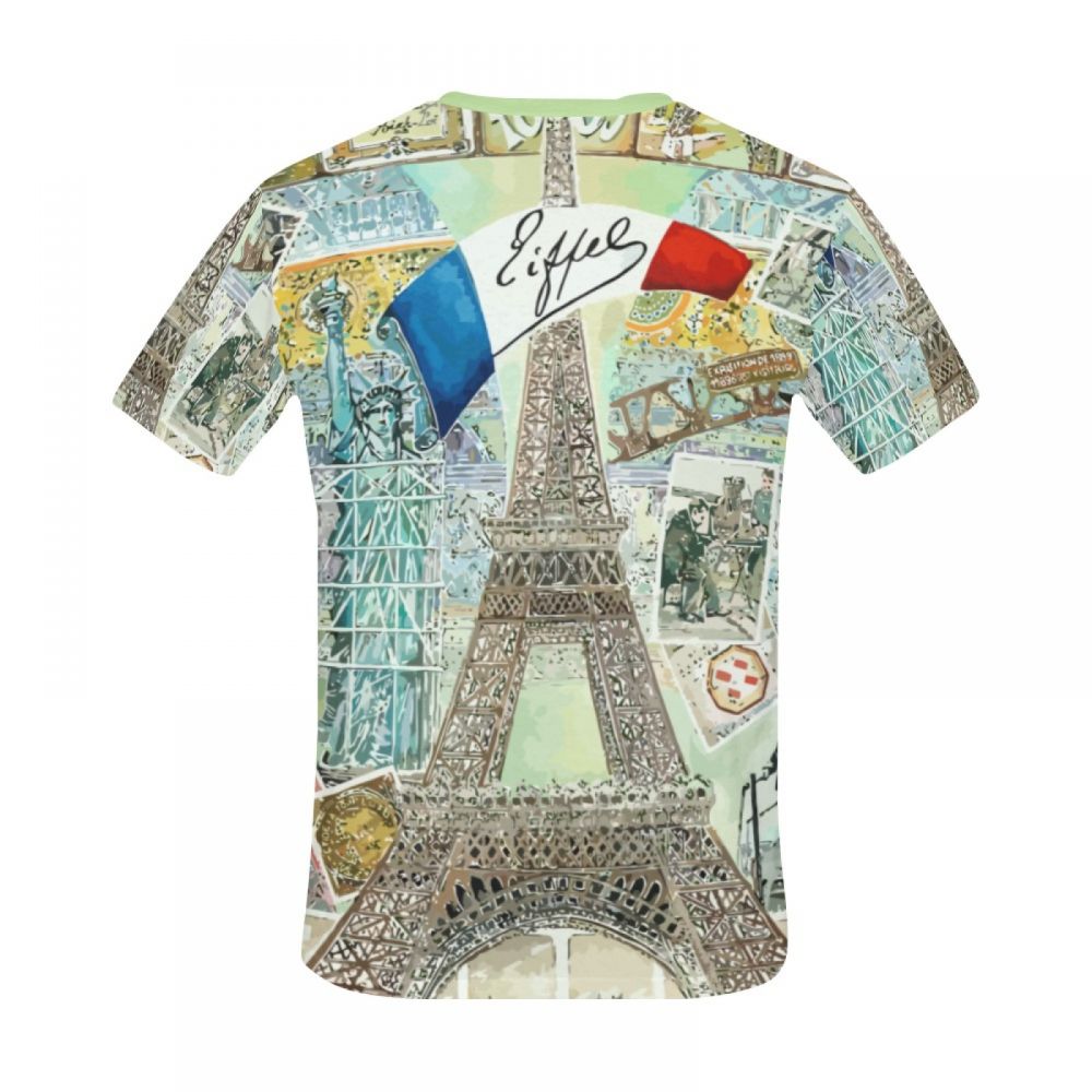 Camiseta Corta Perú Acuarela Arte Francia Torre Eiffel Hombre