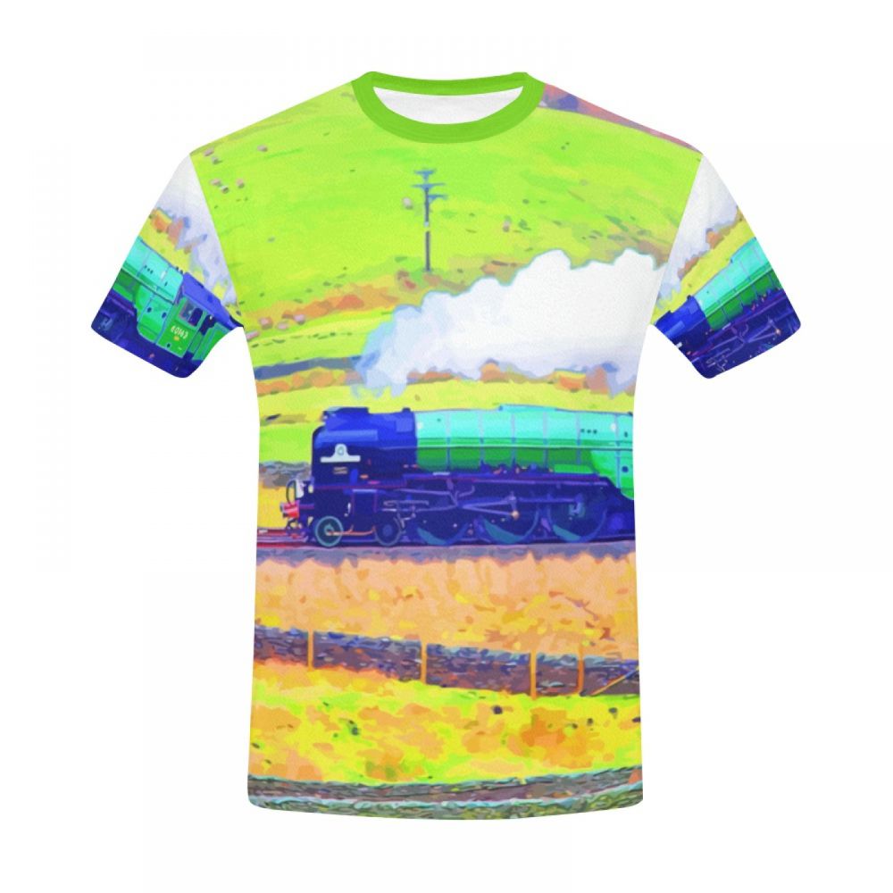 Camiseta Corta Perú Paisaje Arte Tren Pastoral Hombre