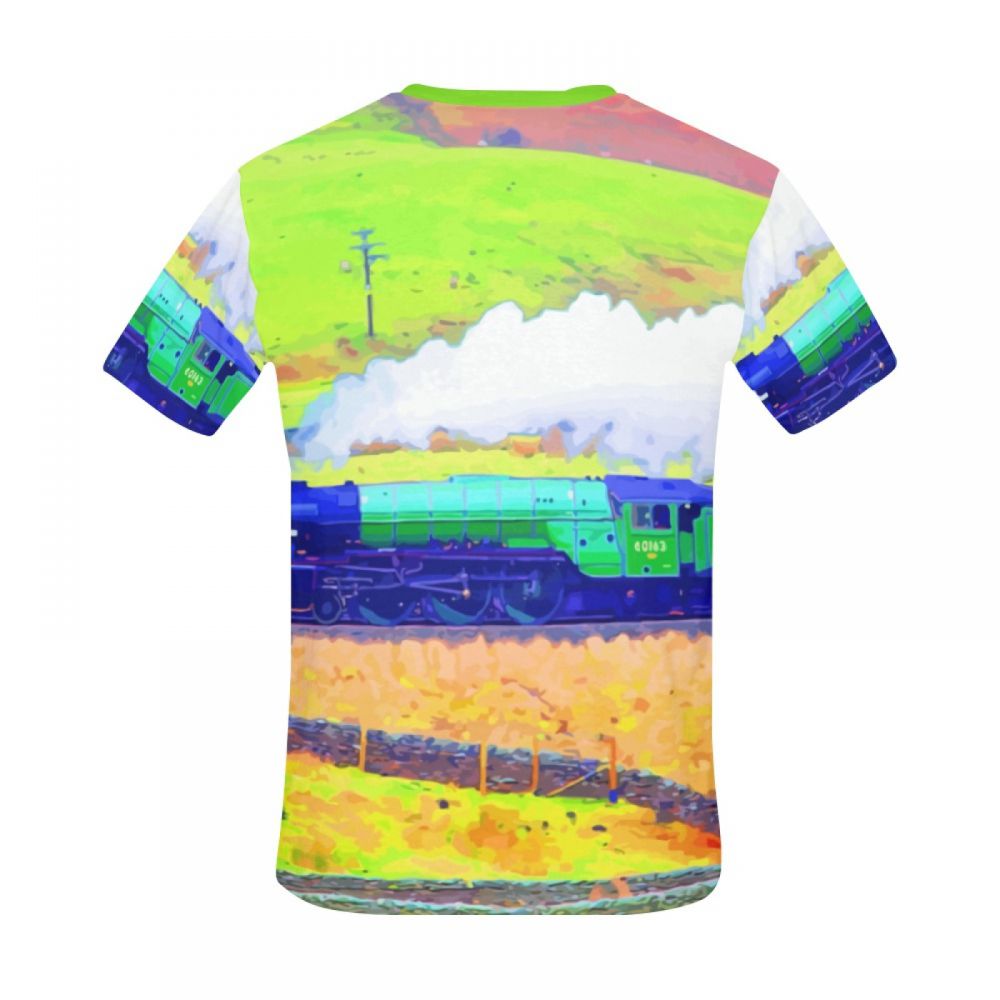 Camiseta Corta Perú Paisaje Arte Tren Pastoral Hombre