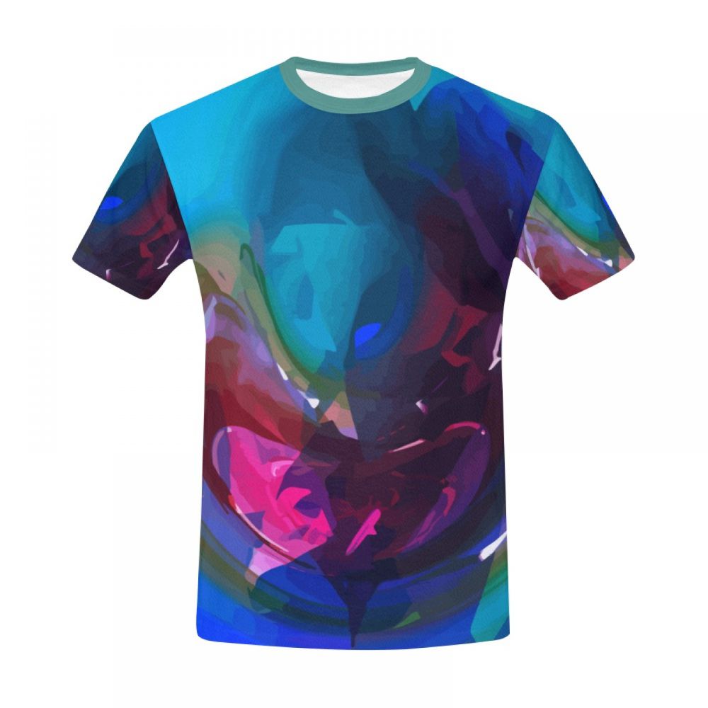 Camiseta Corta Perú Arte Digital Azul Palabra Hombre