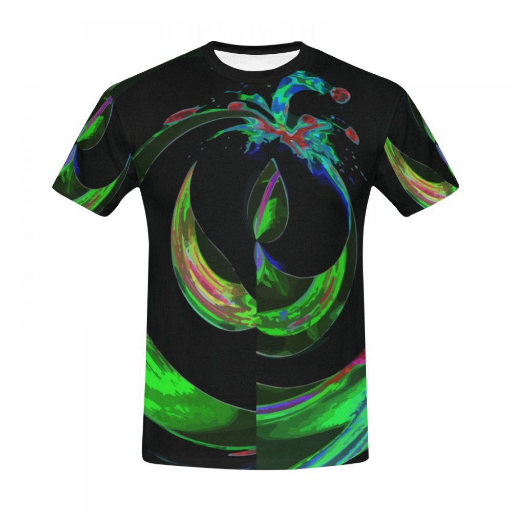 Camiseta Corta Perú Gota De Agua Arte Digital Verde Hombre