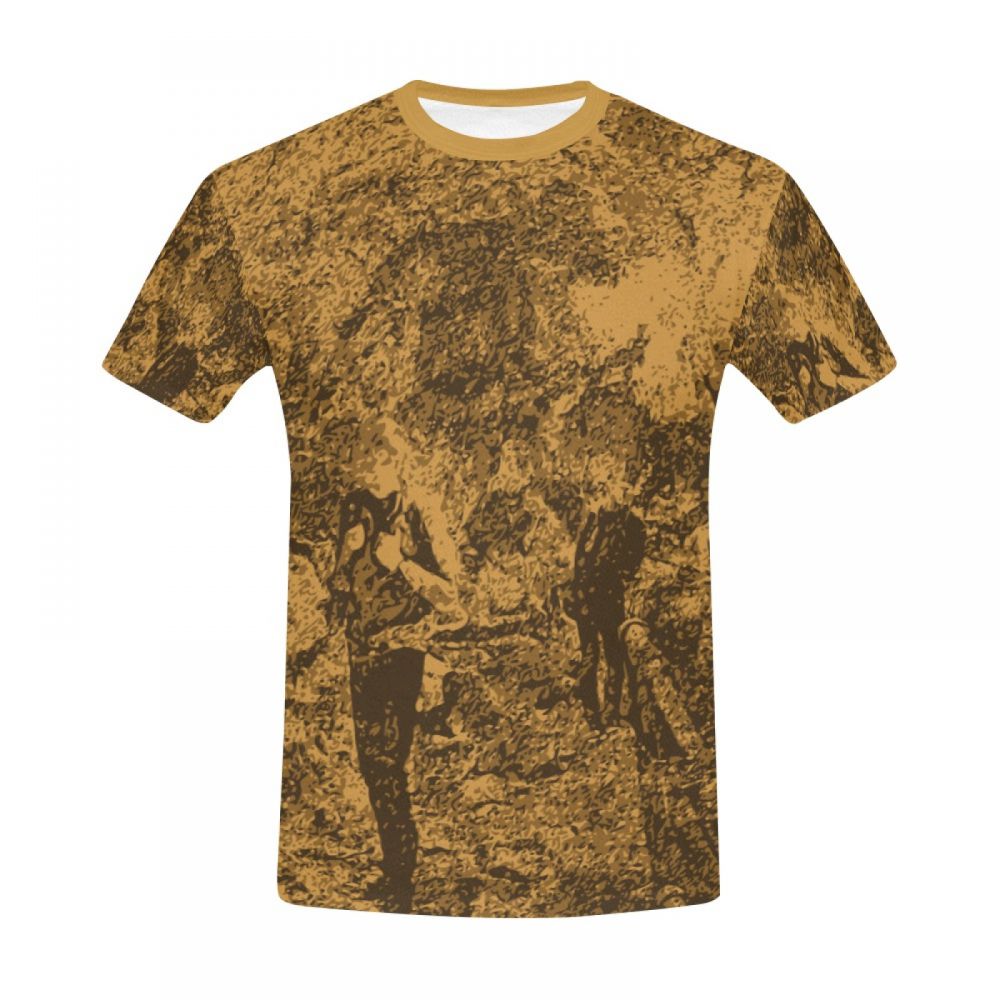 Camiseta Corta Perú Arte Digital Marrón Hombres Hombre