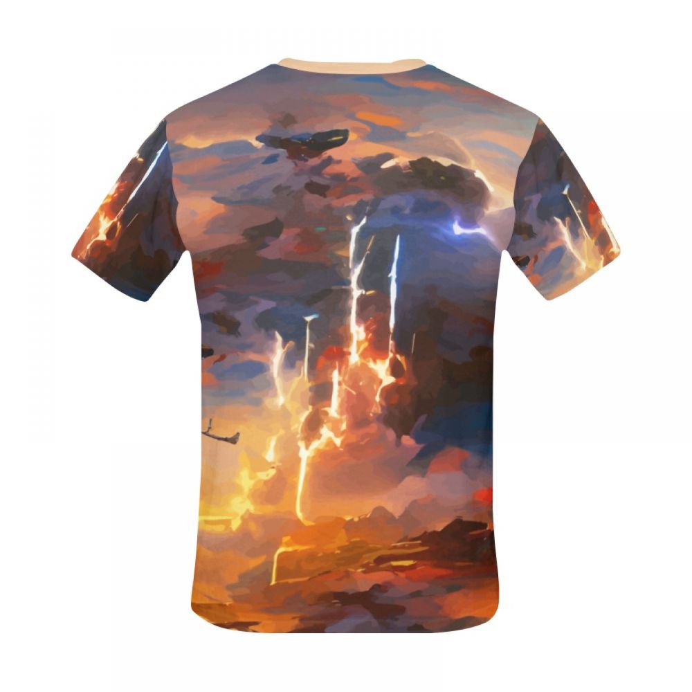 Camiseta Corta Perú Rayo De Arte En El Cielo Hombre