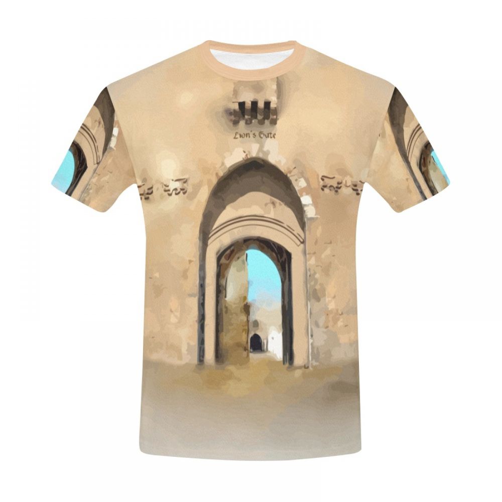 Camiseta Corta Perú Arte Ciudad Vieja De Jerusalén Hombre