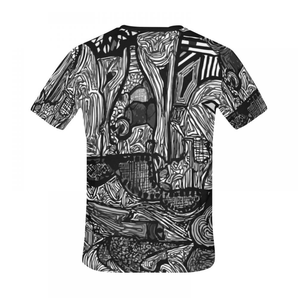 Camiseta Corta Perú Arte Blanco Y Negro Mundo Hombre