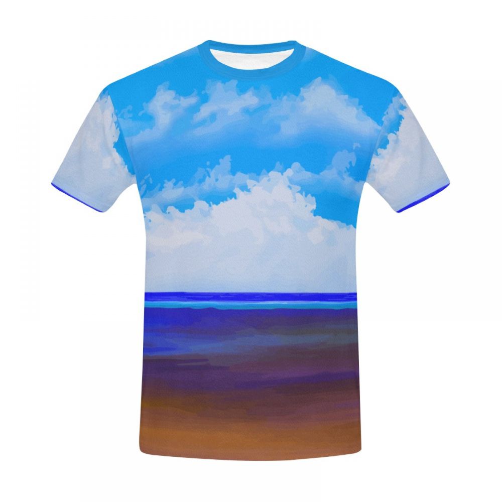 Camiseta Corta Perú Arte Playa Azul Cielo Hombre