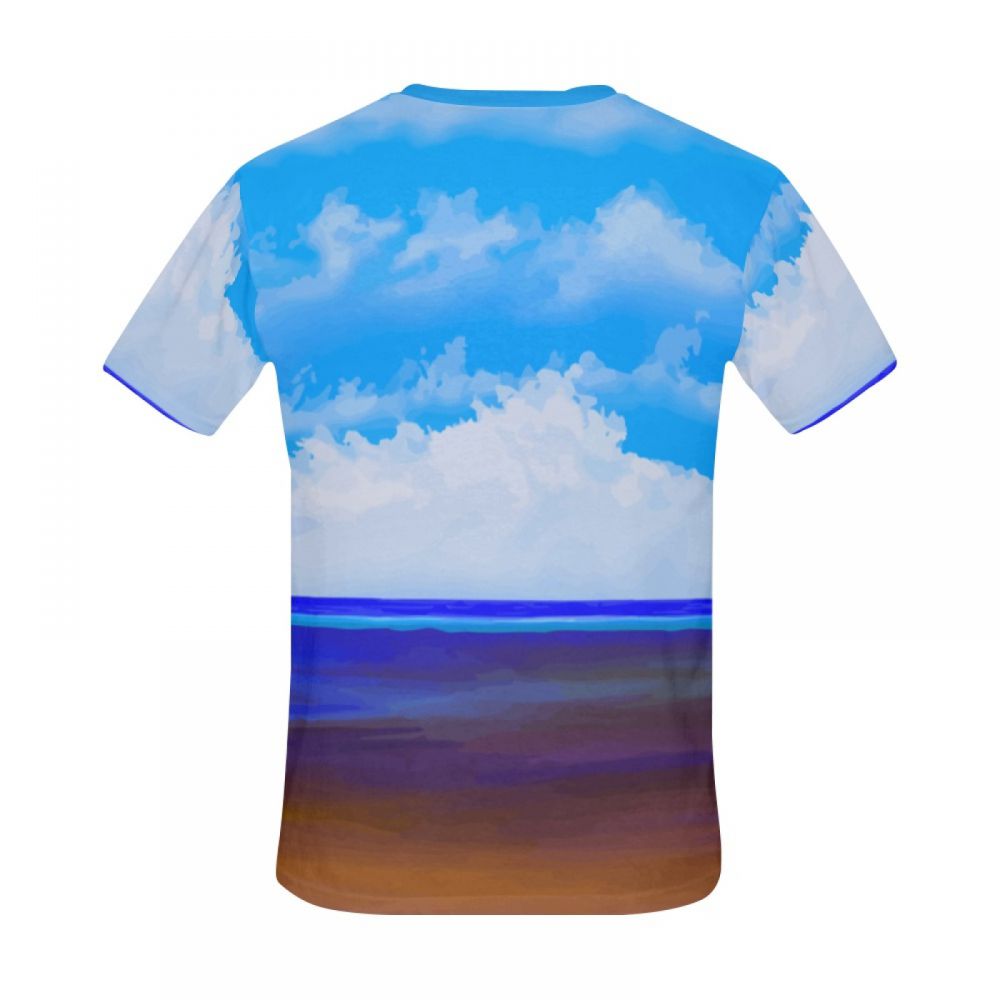 Camiseta Corta Perú Arte Playa Azul Cielo Hombre