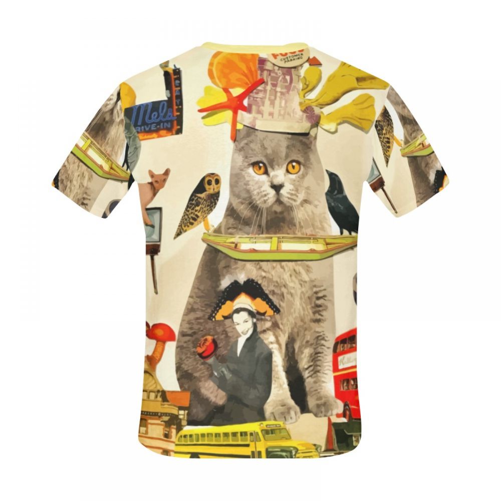 Camiseta Corta Perú Arte Loco Animales Gato Rey Hombre