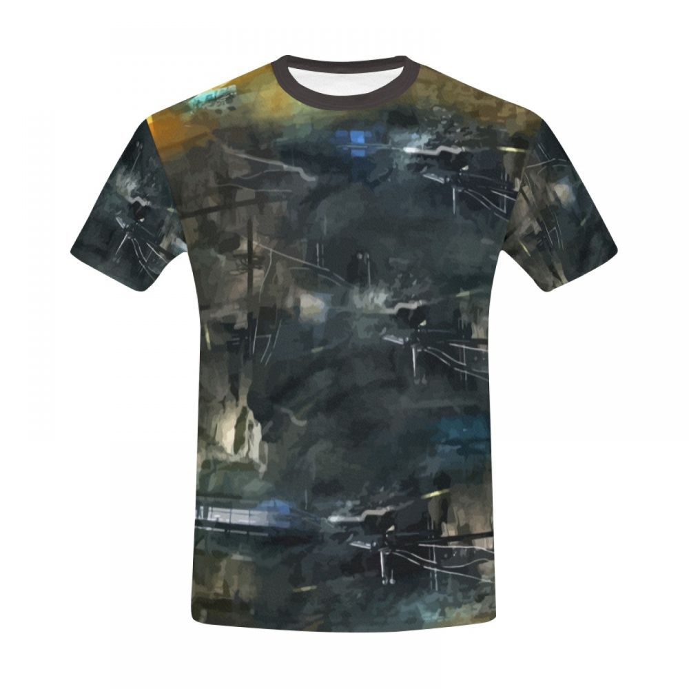 Camiseta Corta Perú Abstracción Negro Y Oscuro Hombre