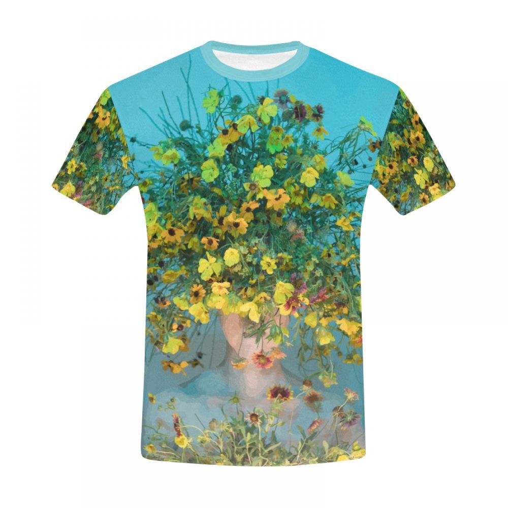 Camiseta Corta Perú Arte Surrealista Señoras Diadema Flores Hombre