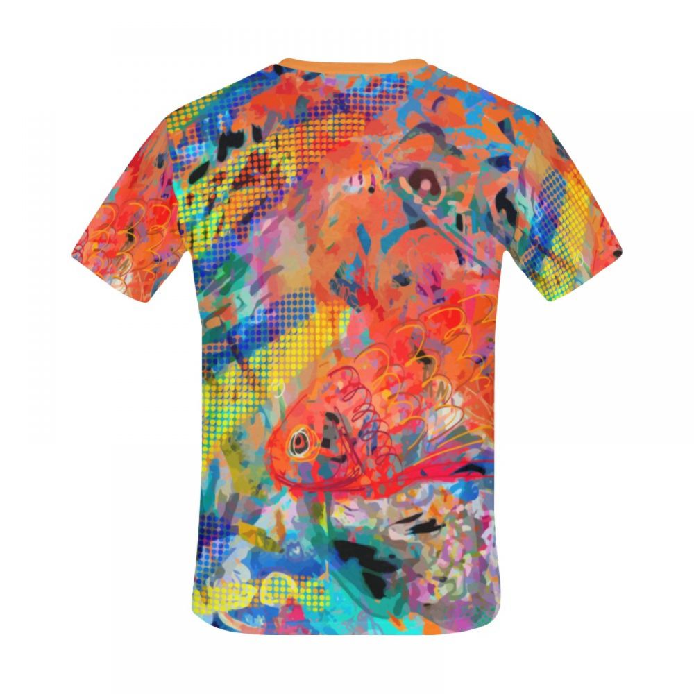 Camiseta Corta Perú Arte Abstracto Red Ripple Fish Hombre