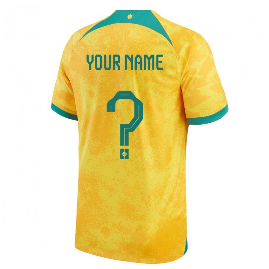 Niño Camiseta Australia Su Nombre #0 Dorado 1ª Equipación 22-24 Perú