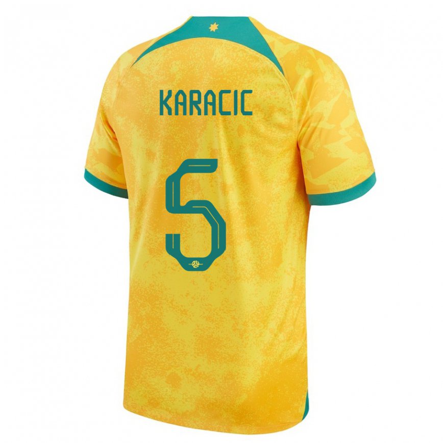 Niño Camiseta Australia Fran Karacic #5 Dorado 1ª Equipación 22-24 Perú