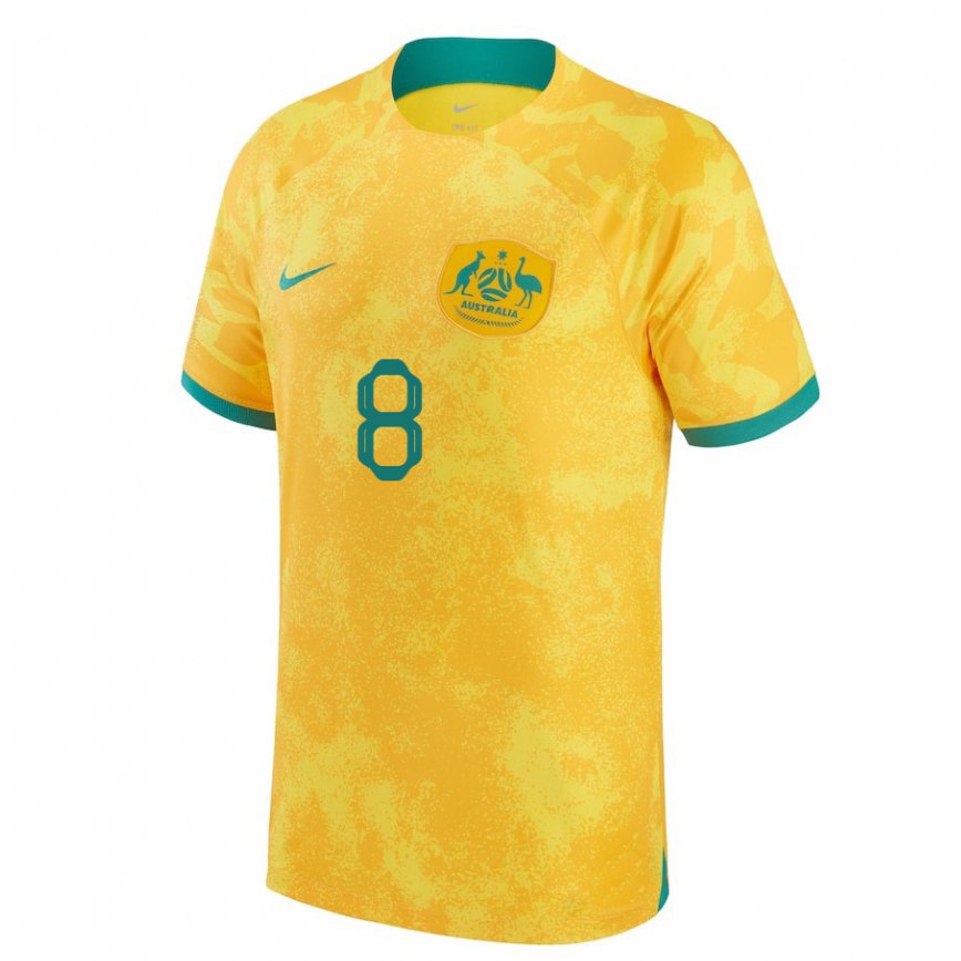 Niño Camiseta Australia Bailey Wright #8 Dorado 1ª Equipación 22-24 Perú