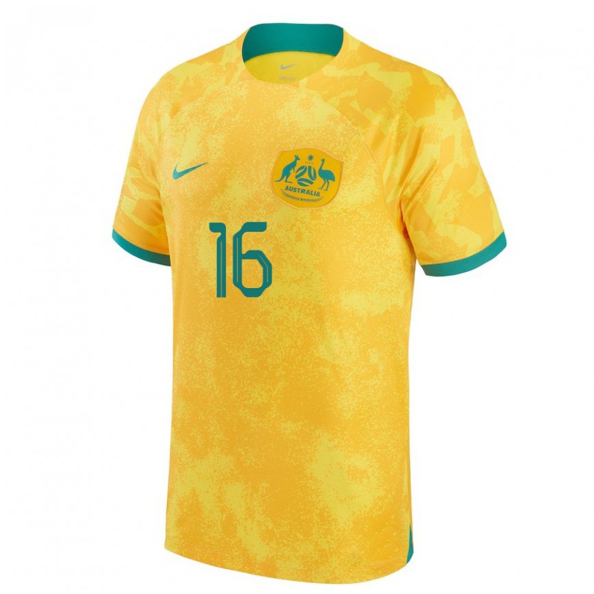 Niño Camiseta Australia Aziz Behich #16 Dorado 1ª Equipación 22-24 Perú