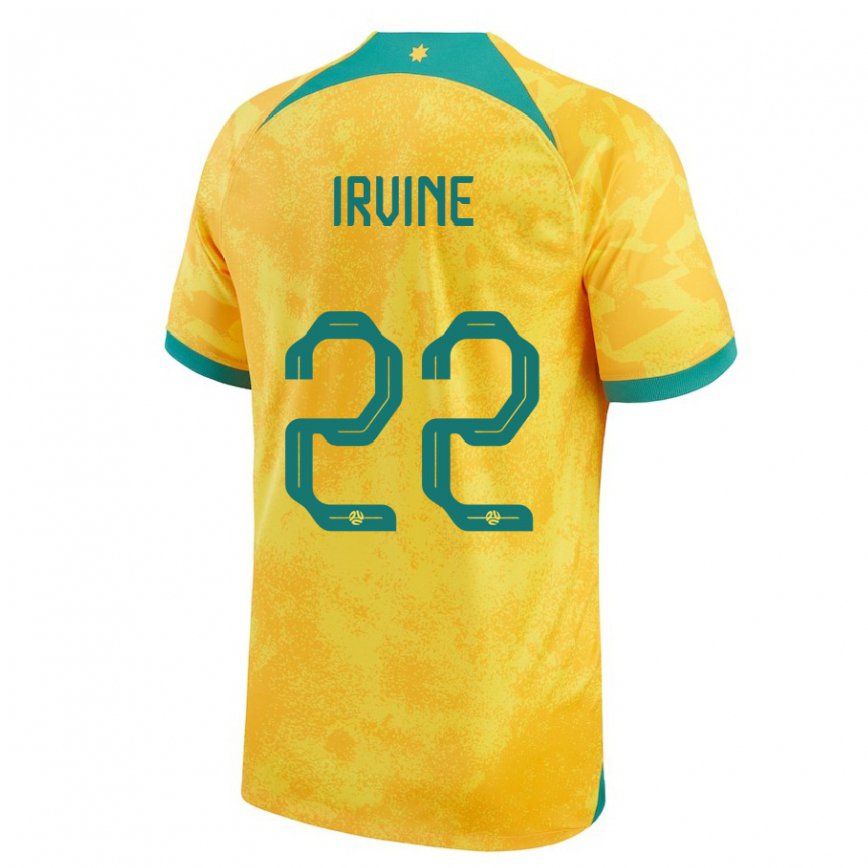 Niño Camiseta Australia Jackson Irvine #22 Dorado 1ª Equipación 22-24 Perú