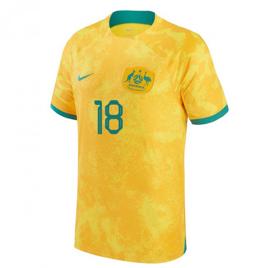 Niño Camiseta Australia Danny Vukovic #18 Dorado 1ª Equipación 22-24 Perú