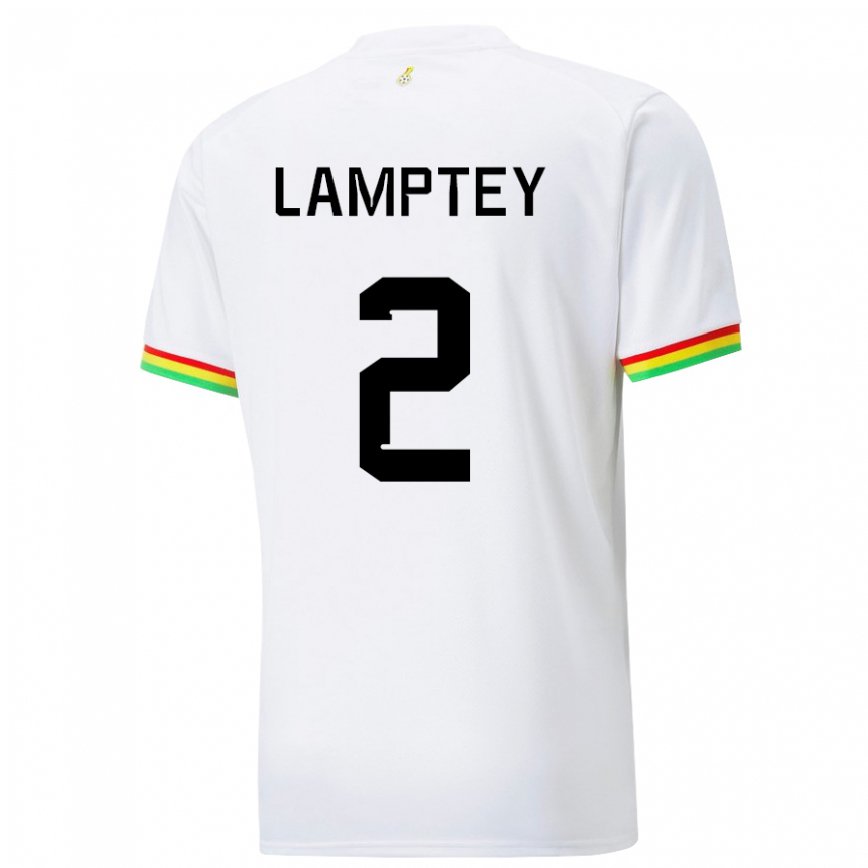 Niño Camiseta Ghana Tariq Lamptey #2 Blanco 1ª Equipación 22-24 Perú