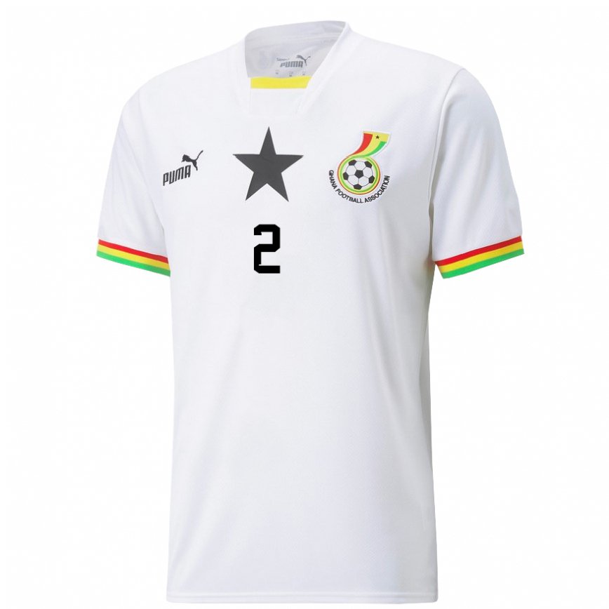 Niño Camiseta Ghana Tariq Lamptey #2 Blanco 1ª Equipación 22-24 Perú