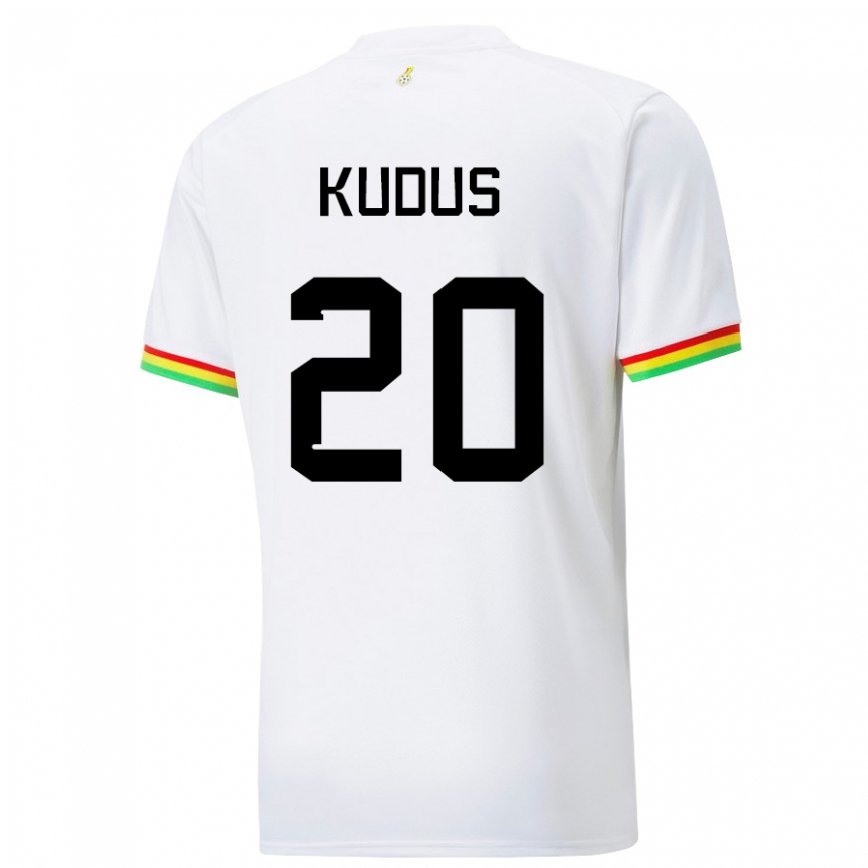 Niño Camiseta Ghana Mohammed Kudus #20 Blanco 1ª Equipación 22-24 Perú