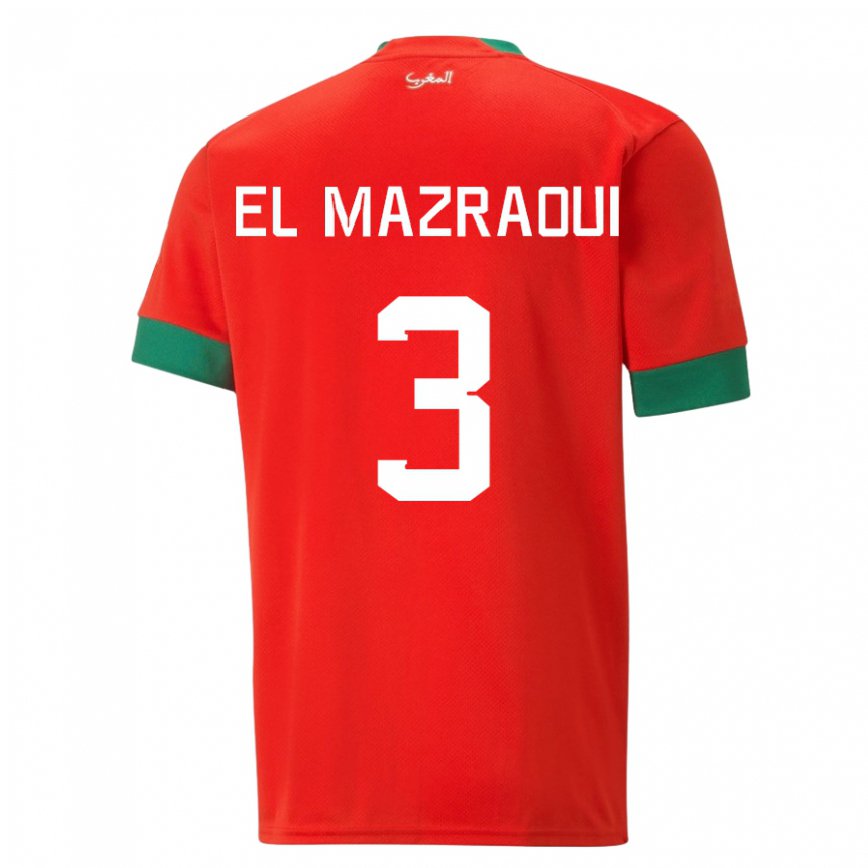 Niño Camiseta Marruecos Noussair El Mazraoui #3 Rojo 1ª Equipación 22-24 Perú