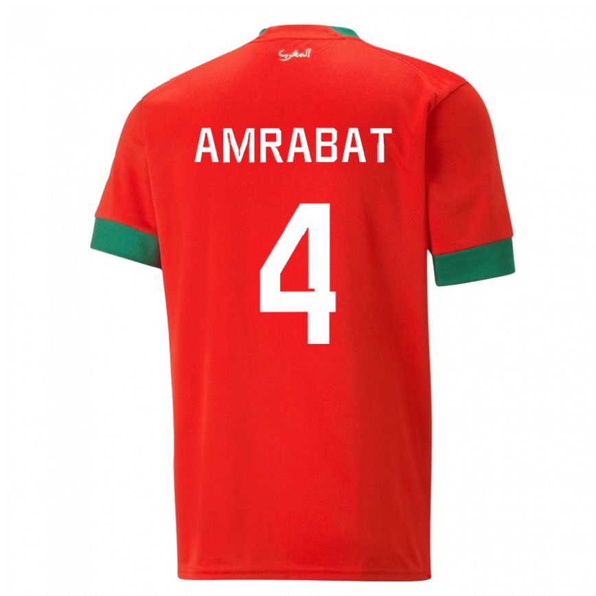 Niño Camiseta Marruecos Soufiane Amrabat #4 Rojo 1ª Equipación 22-24 Perú