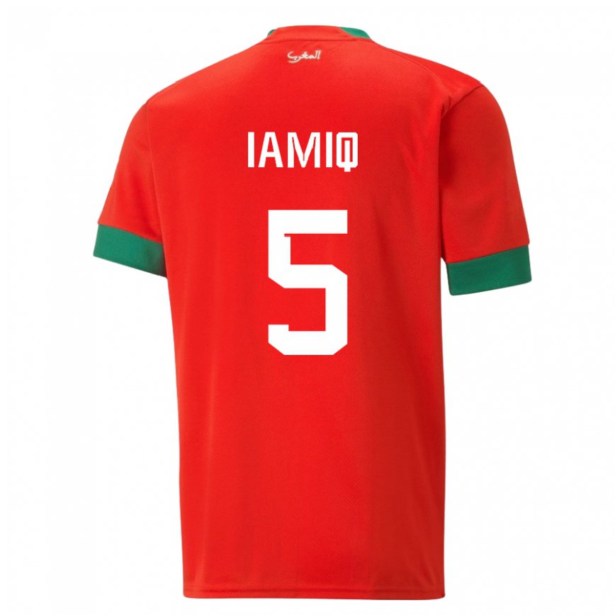 Niño Camiseta Marruecos Jawad Iamiq #5 Rojo 1ª Equipación 22-24 Perú