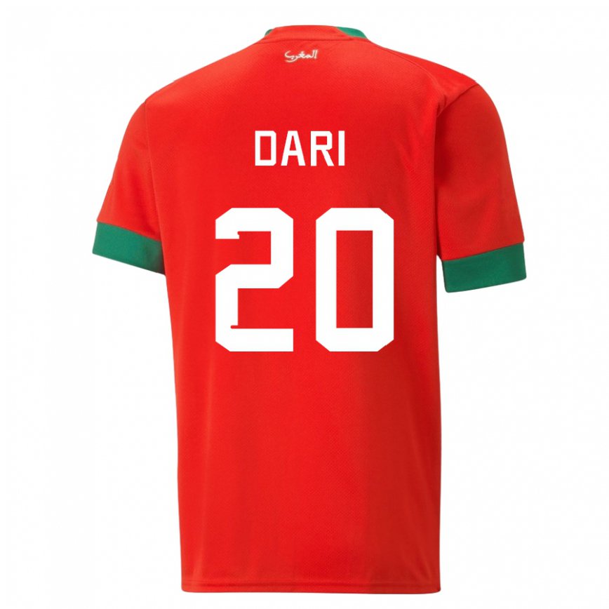 Niño Camiseta Marruecos Achraf Dari #20 Rojo 1ª Equipación 22-24 Perú