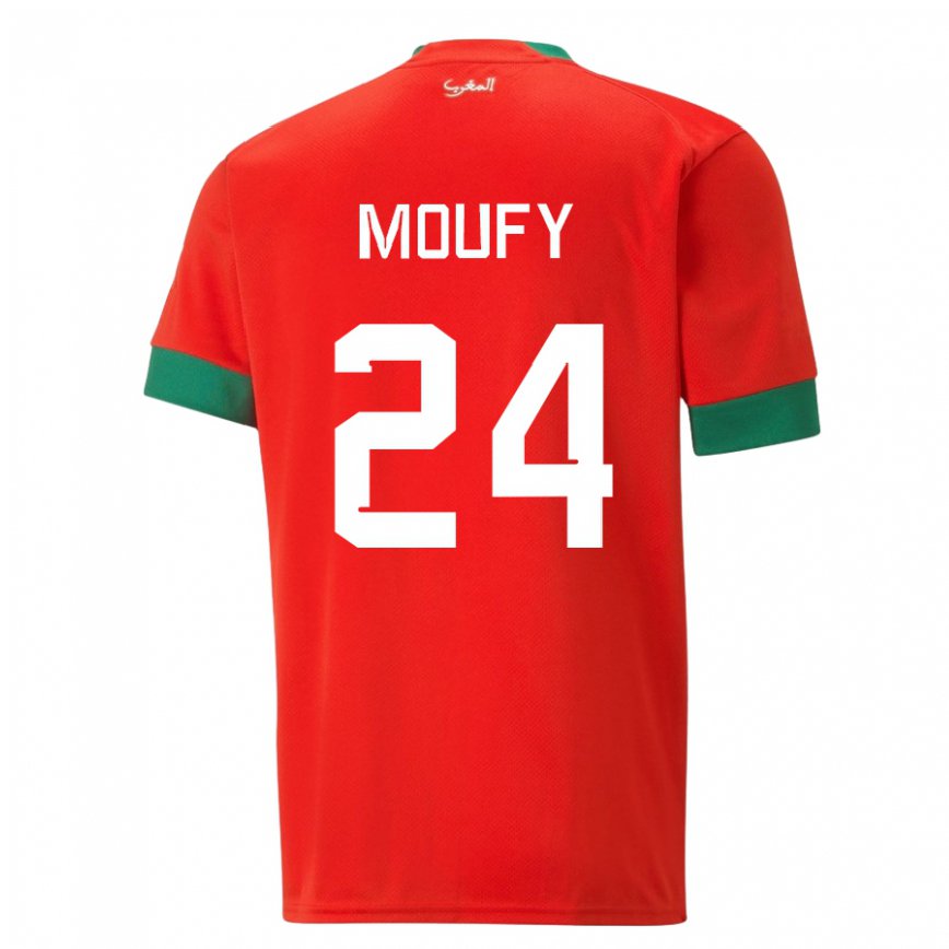 Niño Camiseta Marruecos Fahd Moufy #24 Rojo 1ª Equipación 22-24 Perú