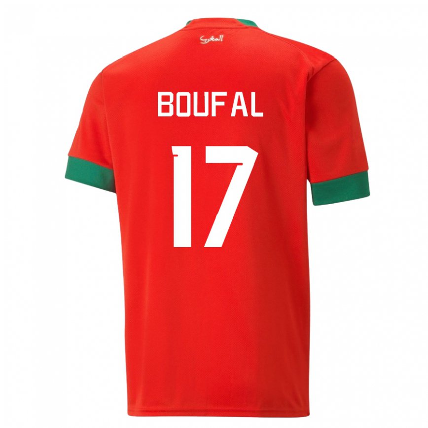 Niño Camiseta Marruecos Sofiane Boufal #17 Rojo 1ª Equipación 22-24 Perú