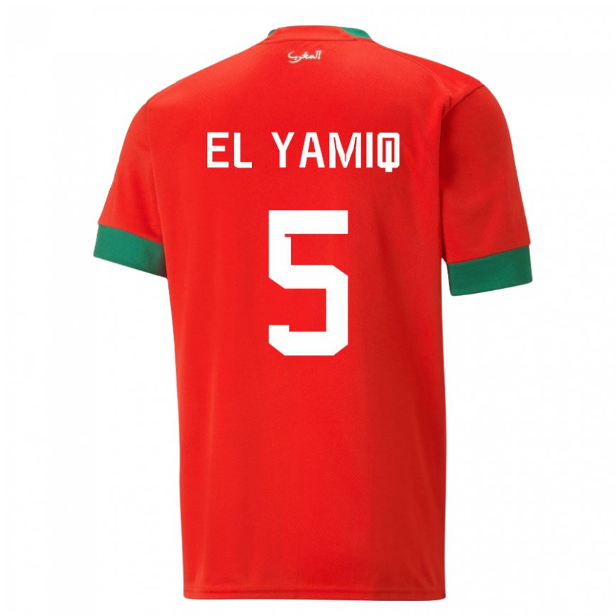 Niño Camiseta Marruecos Jawad El Yamiq #5 Rojo 1ª Equipación 22-24 Perú