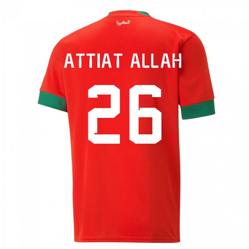 Niño Camiseta Marruecos Yahia Attiat-allah #26 Rojo 1ª Equipación 22-24 Perú