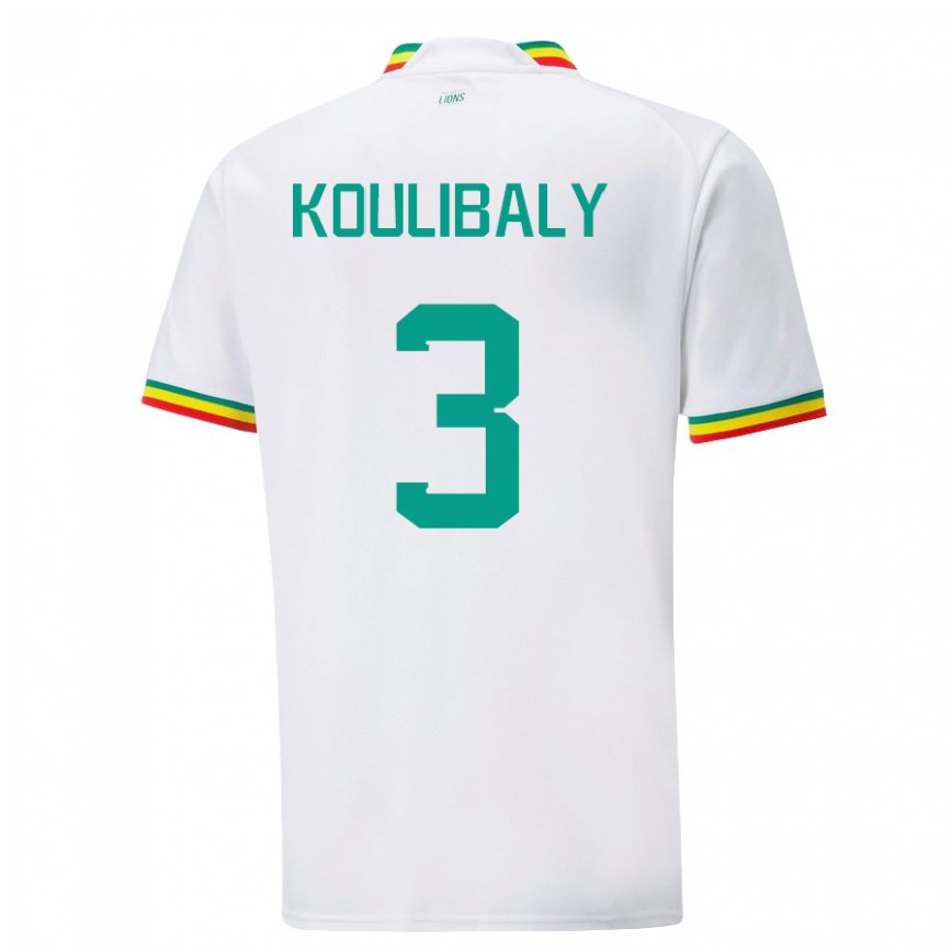 Niño Camiseta Senegal Kalidou Koulibaly #3 Blanco 1ª Equipación 22-24 Perú