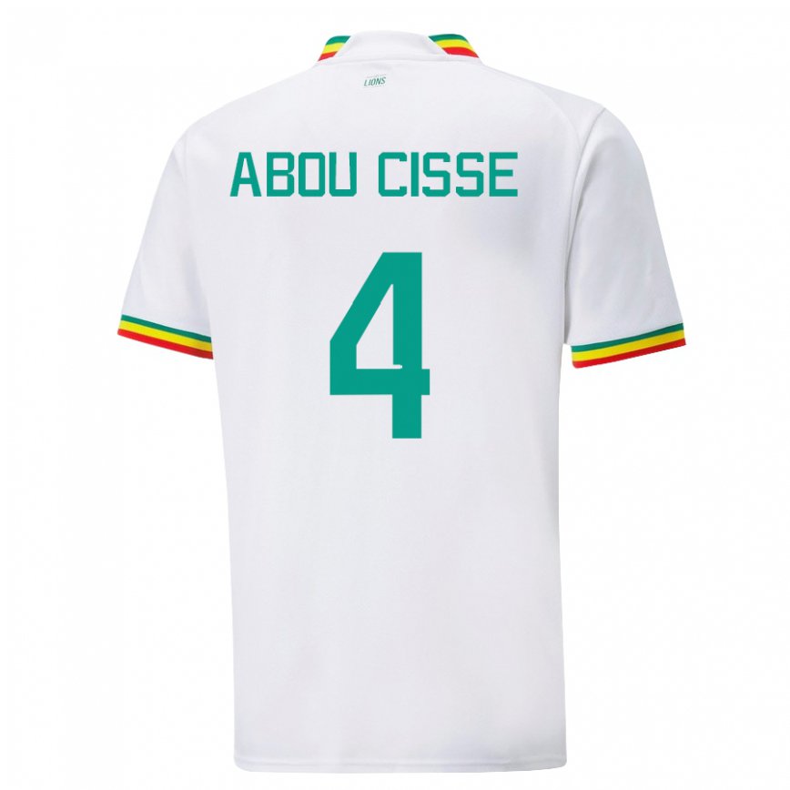 Niño Camiseta Senegal Pape Abou Cisse #4 Blanco 1ª Equipación 22-24 Perú