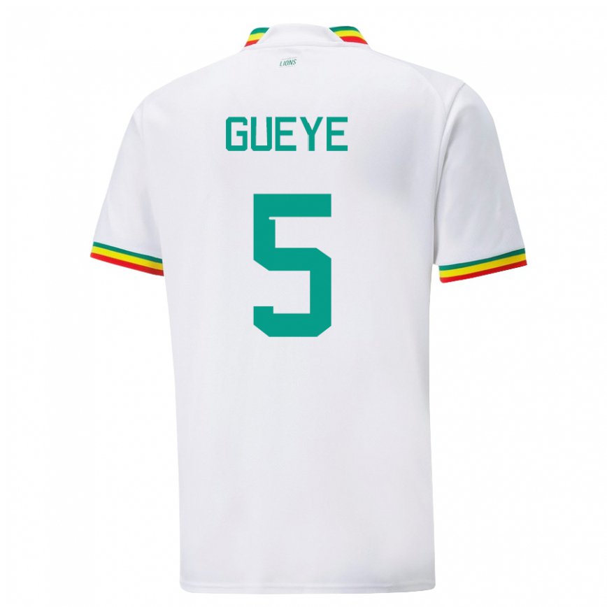 Niño Camiseta Senegal Idrissa Gueye #5 Blanco 1ª Equipación 22-24 Perú