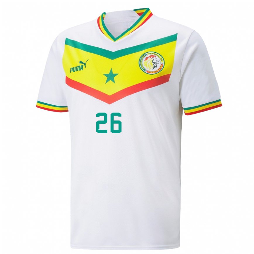 Niño Camiseta Senegal Pape Gueye #26 Blanco 1ª Equipación 22-24 Perú