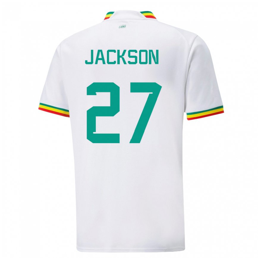 Niño Camiseta Senegal Nicolas Jackson #27 Blanco 1ª Equipación 22-24 Perú