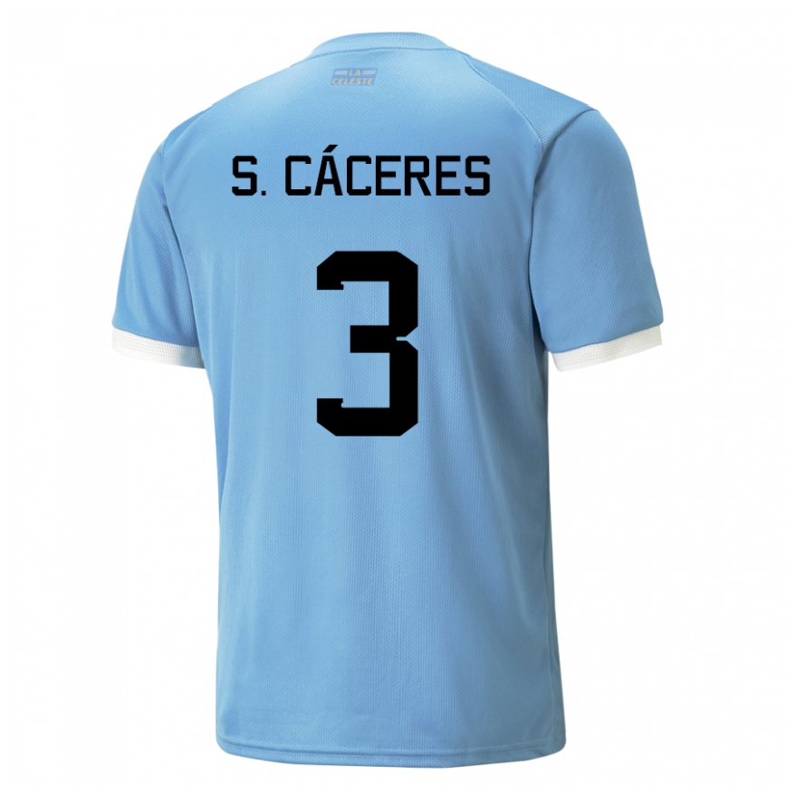 Niño Camiseta Uruguay Sebastian Caceres #3 Azul 1ª Equipación 22-24 Perú