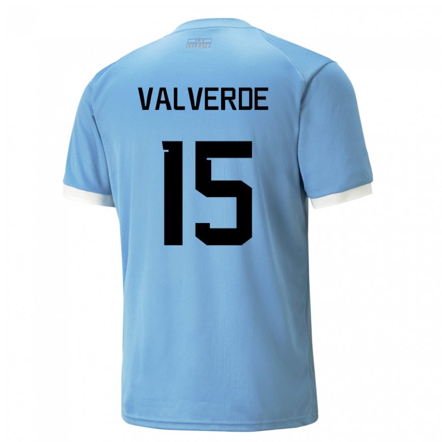 Niño Camiseta Uruguay Federico Valverde #15 Azul 1ª Equipación 22-24 Perú