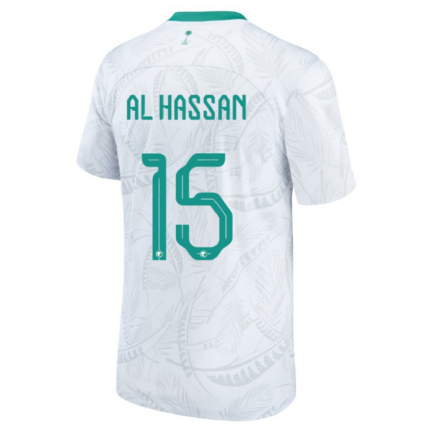 Niño Camiseta Arabia Saudita Ali Al Hassan #15 Blanco 1ª Equipación 22-24 Perú