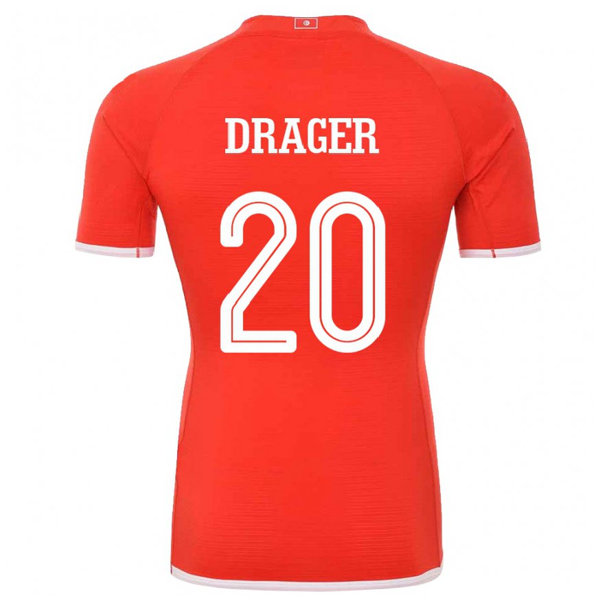 Niño Camiseta Túnez Mohamed Drager #20 Rojo 1ª Equipación 22-24 Perú