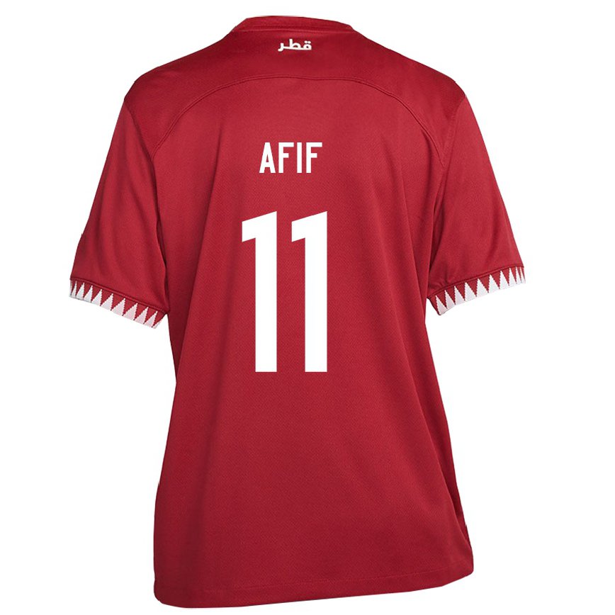 Niño Camiseta Catar Akram Afif #11 Granate 1ª Equipación 22-24 Perú