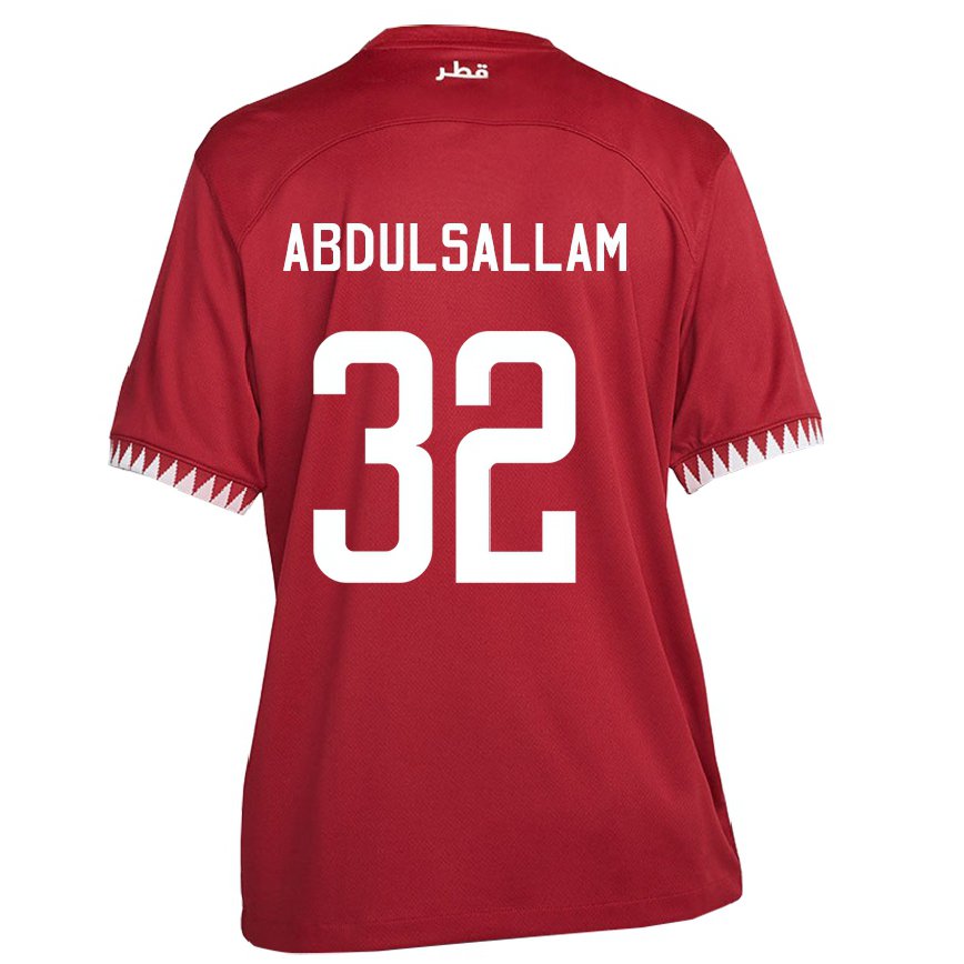 Niño Camiseta Catar Jassem Gaber Abdulsallam #32 Granate 1ª Equipación 22-24 Perú