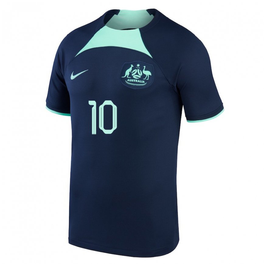 Niño Camiseta Australia Ajdin Hrustic #10 Azul Oscuro 2ª Equipación 22-24 Perú