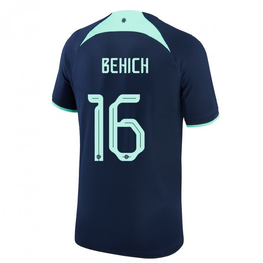 Niño Camiseta Australia Aziz Behich #16 Azul Oscuro 2ª Equipación 22-24 Perú