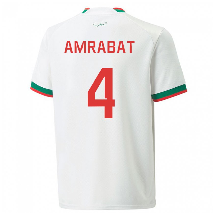 Niño Camiseta Marruecos Soufiane Amrabat #4 Blanco 2ª Equipación 22-24 Perú