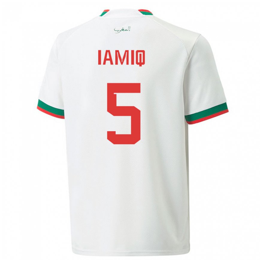 Niño Camiseta Marruecos Jawad Iamiq #5 Blanco 2ª Equipación 22-24 Perú