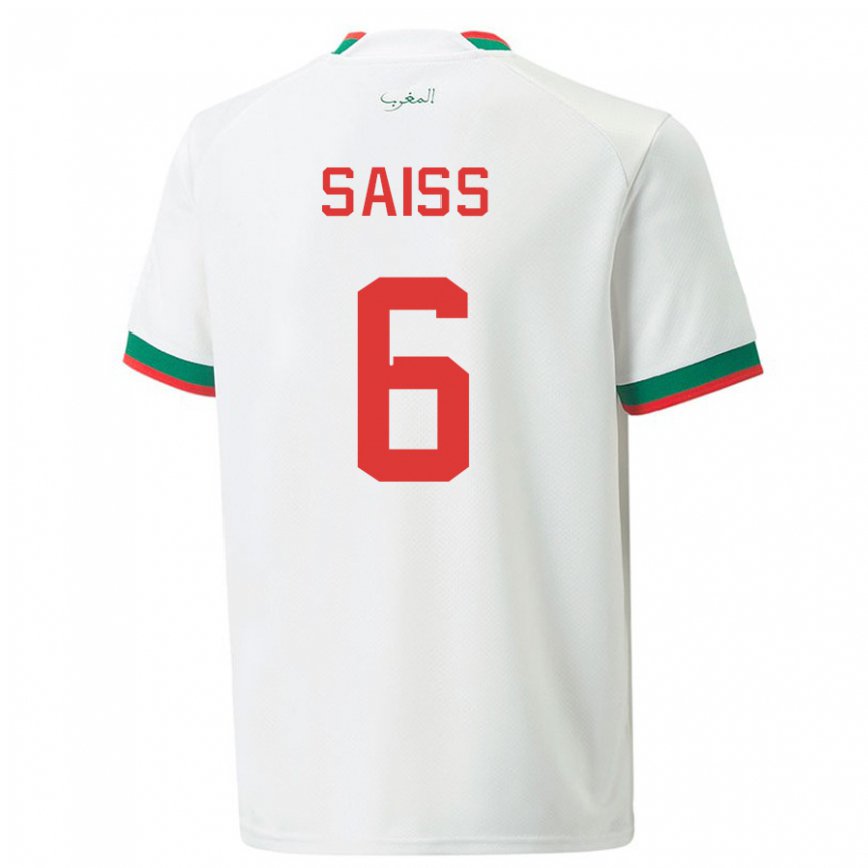 Niño Camiseta Marruecos Romain Saiss #6 Blanco 2ª Equipación 22-24 Perú