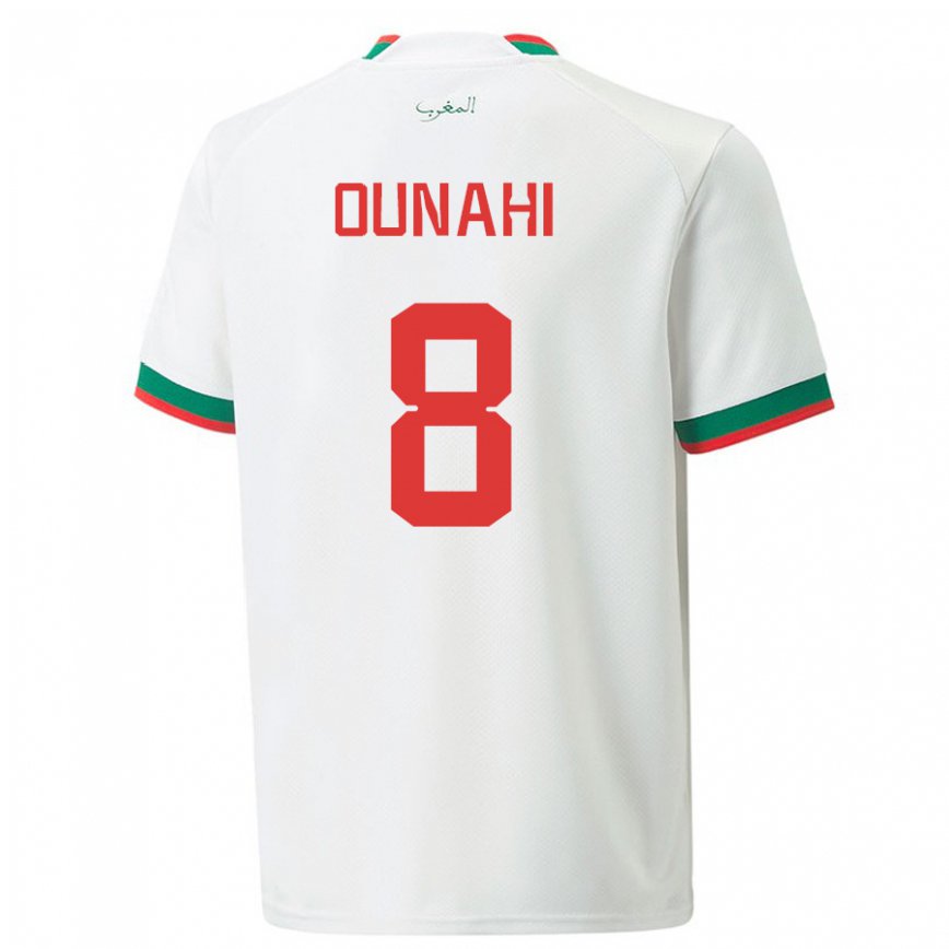 Niño Camiseta Marruecos Azzeddine Ounahi #8 Blanco 2ª Equipación 22-24 Perú